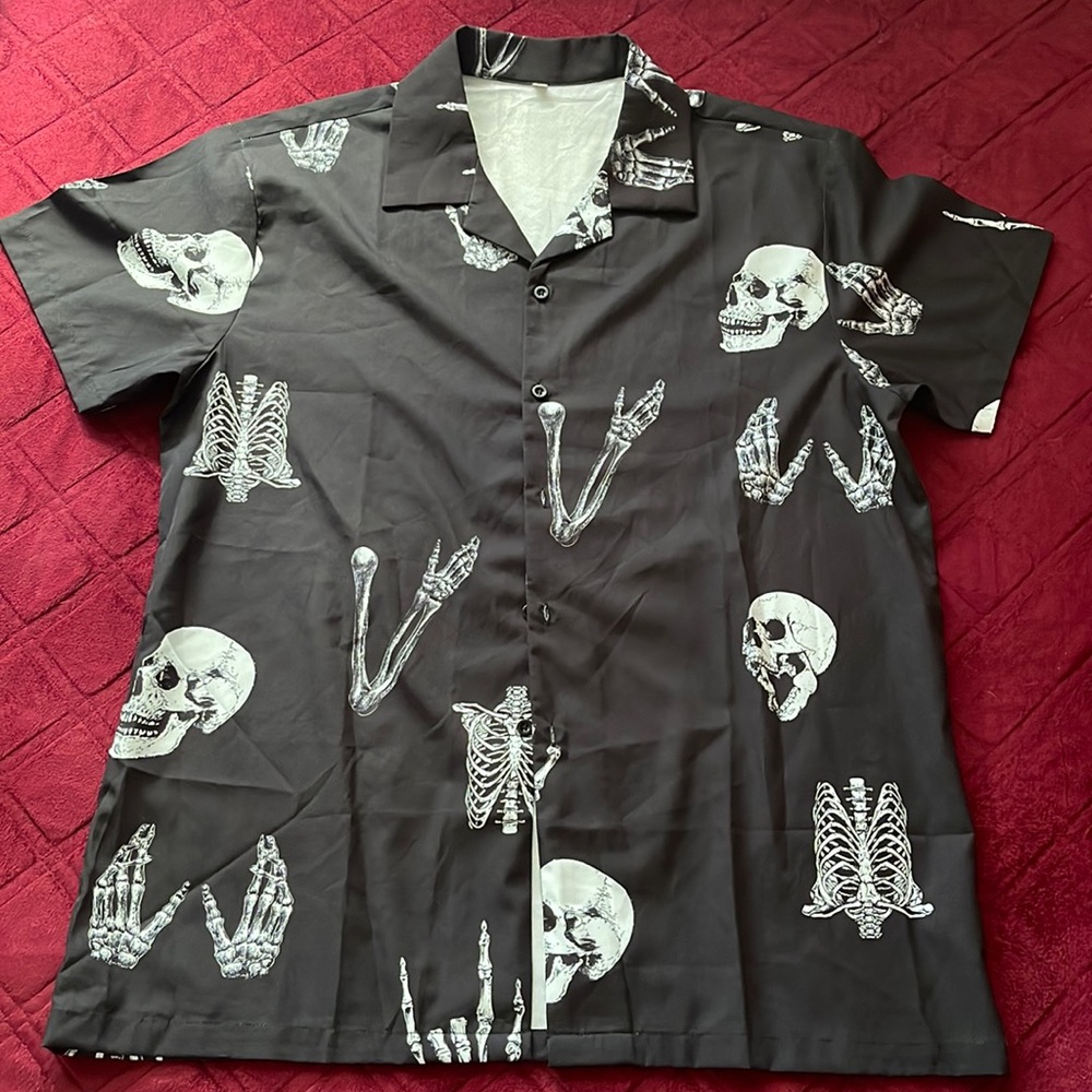 Skull button down shirt.